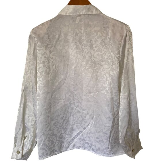 Vintage Ship'n Shore Women's Ivory Button Up Blouse Sz 10 Top Long Sleeve Collar - Picture 2 of 10